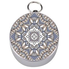 Flower Art Decorative Mandala Pattern Ornamental Silver Compasses by Ravend