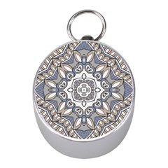 Flower Art Decorative Mandala Pattern Ornamental Mini Silver Compasses by Ravend