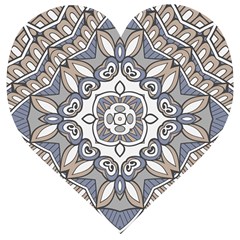 Flower Art Decorative Mandala Pattern Ornamental Wooden Puzzle Heart by Ravend