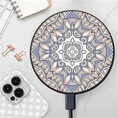 Flower Art Decorative Mandala Pattern Ornamental Wireless Fast Charger(black)