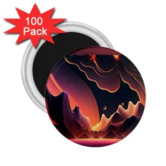 Fire Flame Burn Hot Heat Light Burning Orange 2 25  Magnets (100 Pack)  by Ravend