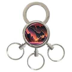 Fire Flame Burn Hot Heat Light Burning Orange 3-ring Key Chain by Ravend