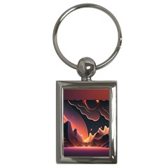 Fire Flame Burn Hot Heat Light Burning Orange Key Chain (rectangle) by Ravend