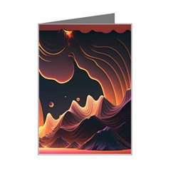 Fire Flame Burn Hot Heat Light Burning Orange Mini Greeting Card by Ravend