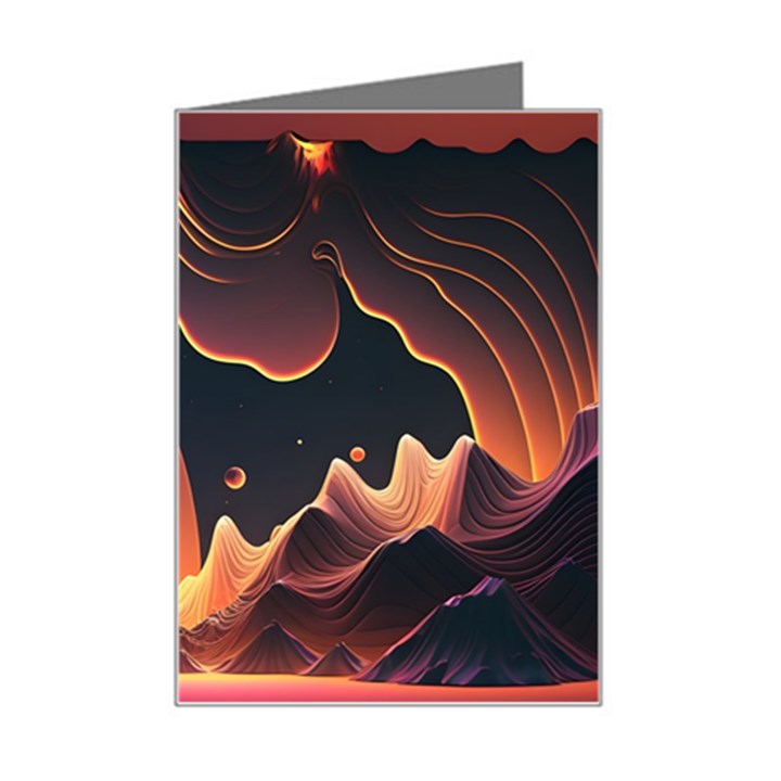 Fire Flame Burn Hot Heat Light Burning Orange Mini Greeting Card