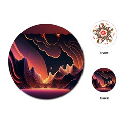 Fire Flame Burn Hot Heat Light Burning Orange Playing Cards Single Design (round) by Ravend