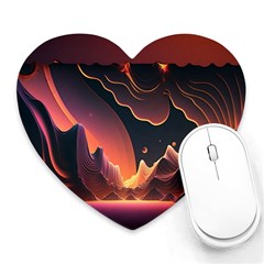 Fire Flame Burn Hot Heat Light Burning Orange Heart Mousepad by Ravend