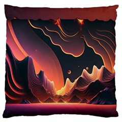 Fire Flame Burn Hot Heat Light Burning Orange Large Cushion Case (two Sides) by Ravend