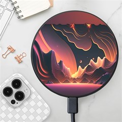 Fire Flame Burn Hot Heat Light Burning Orange Wireless Fast Charger(black) by Ravend