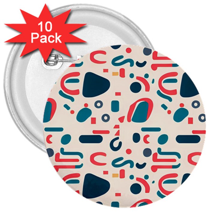 Shapes Pattern  3  Buttons (10 pack) 