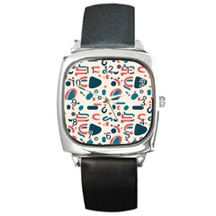 Shapes Pattern  Square Metal Watch by Sobalvarro