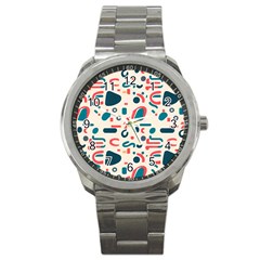 Shapes Pattern  Sport Metal Watch by Sobalvarro