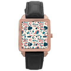 Shapes Pattern  Rose Gold Leather Watch  by Sobalvarro