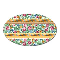 Flower Fabric Fabric Design Fabric Pattern Art Oval Magnet by Ravend