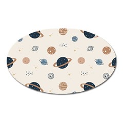 Space Planets Art Pattern Design Wallpaper Oval Magnet by Ravend