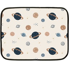 Space Planets Art Pattern Design Wallpaper One Side Fleece Blanket (mini) by Ravend