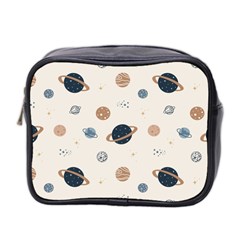 Space Planets Art Pattern Design Wallpaper Mini Toiletries Bag (two Sides) by Ravend