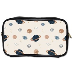 Space Planets Art Pattern Design Wallpaper Toiletries Bag (two Sides) by Ravend