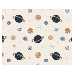 Space Planets Art Pattern Design Wallpaper One Side Premium Plush Fleece Blanket (medium)