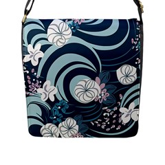 Flowers Pattern Floral Ocean Abstract Digital Art Flap Closure Messenger Bag (l) by Ravend