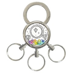 Rainbow Fun Cute Minimal Doodle Drawing 3-ring Key Chain by Ravend