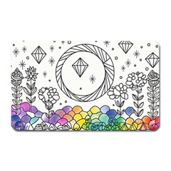 Rainbow Fun Cute Minimal Doodle Drawing Magnet (rectangular) by Ravend