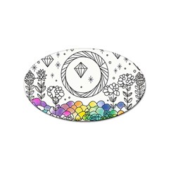 Rainbow Fun Cute Minimal Doodle Drawing Sticker Oval (100 Pack)