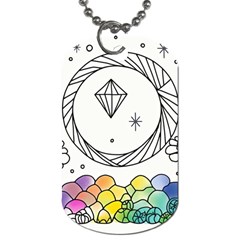 Rainbow Fun Cute Minimal Doodle Drawing Dog Tag (two Sides) by Ravend