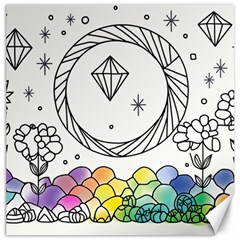 Rainbow Fun Cute Minimal Doodle Drawing Canvas 20  X 20  by Ravend