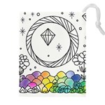 Rainbow Fun Cute Minimal Doodle Drawing Drawstring Pouch (4XL) Front