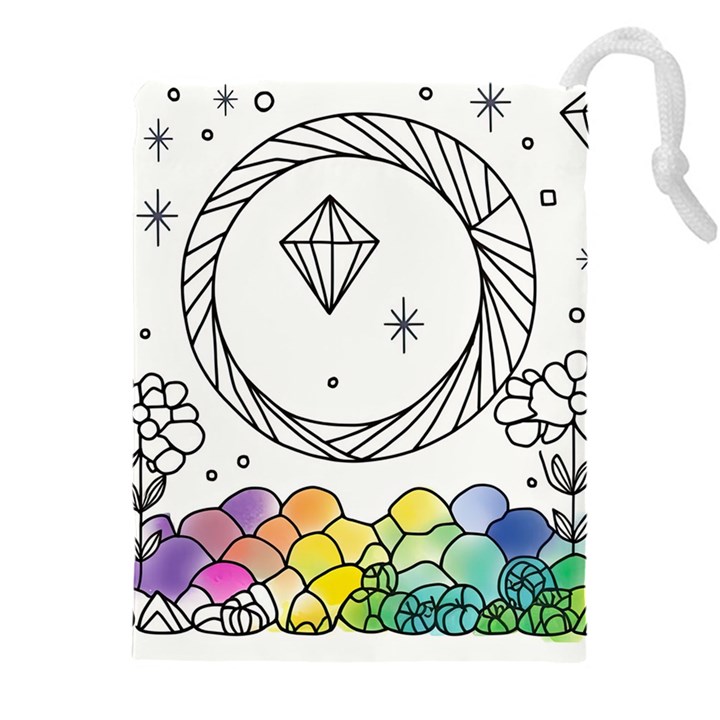 Rainbow Fun Cute Minimal Doodle Drawing Drawstring Pouch (4XL)