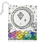 Rainbow Fun Cute Minimal Doodle Drawing Drawstring Pouch (4XL) Back