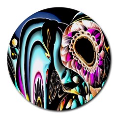 Garden Flower Nature Digital Art Abstract Round Mousepad