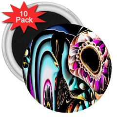 Garden Flower Nature Digital Art Abstract 3  Magnets (10 pack) 