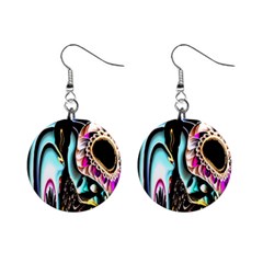 Garden Flower Nature Digital Art Abstract Mini Button Earrings