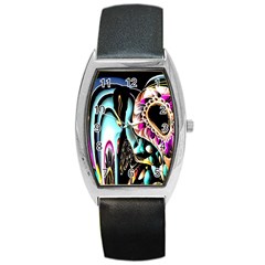 Garden Flower Nature Digital Art Abstract Barrel Style Metal Watch