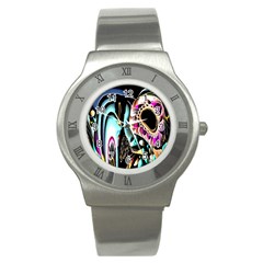 Garden Flower Nature Digital Art Abstract Stainless Steel Watch