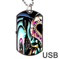 Garden Flower Nature Digital Art Abstract Dog Tag USB Flash (Two Sides)