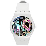 Garden Flower Nature Digital Art Abstract Round Plastic Sport Watch (M) Front