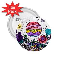 Rainbow Fun Cute Minimal Doodle Drawing Unique 2 25  Buttons (100 Pack)  by Ravend