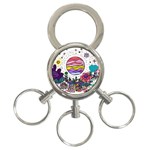 Rainbow Fun Cute Minimal Doodle Drawing Unique 3-Ring Key Chain Front