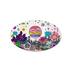 Rainbow Fun Cute Minimal Doodle Drawing Unique Sticker (oval) by Ravend