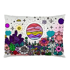 Rainbow Fun Cute Minimal Doodle Drawing Unique Pillow Case by Ravend