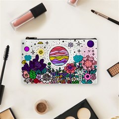 Rainbow Fun Cute Minimal Doodle Drawing Unique Cosmetic Bag (small) by Ravend