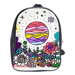 Rainbow Fun Cute Minimal Doodle Drawing Unique School Bag (large) by Ravend