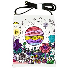 Rainbow Fun Cute Minimal Doodle Drawing Unique Shoulder Sling Bag by Ravend