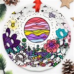 Rainbow Fun Cute Minimal Doodle Drawing Unique Round Filigree Ornament (Two Sides) Front