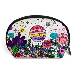 Rainbow Fun Cute Minimal Doodle Drawing Unique Accessory Pouch (large) by Ravend