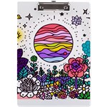 Rainbow Fun Cute Minimal Doodle Drawing Unique A4 Acrylic Clipboard Front