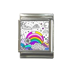 Rainbow Fun Cute Minimal Doodle Drawing Art Italian Charm (13mm)